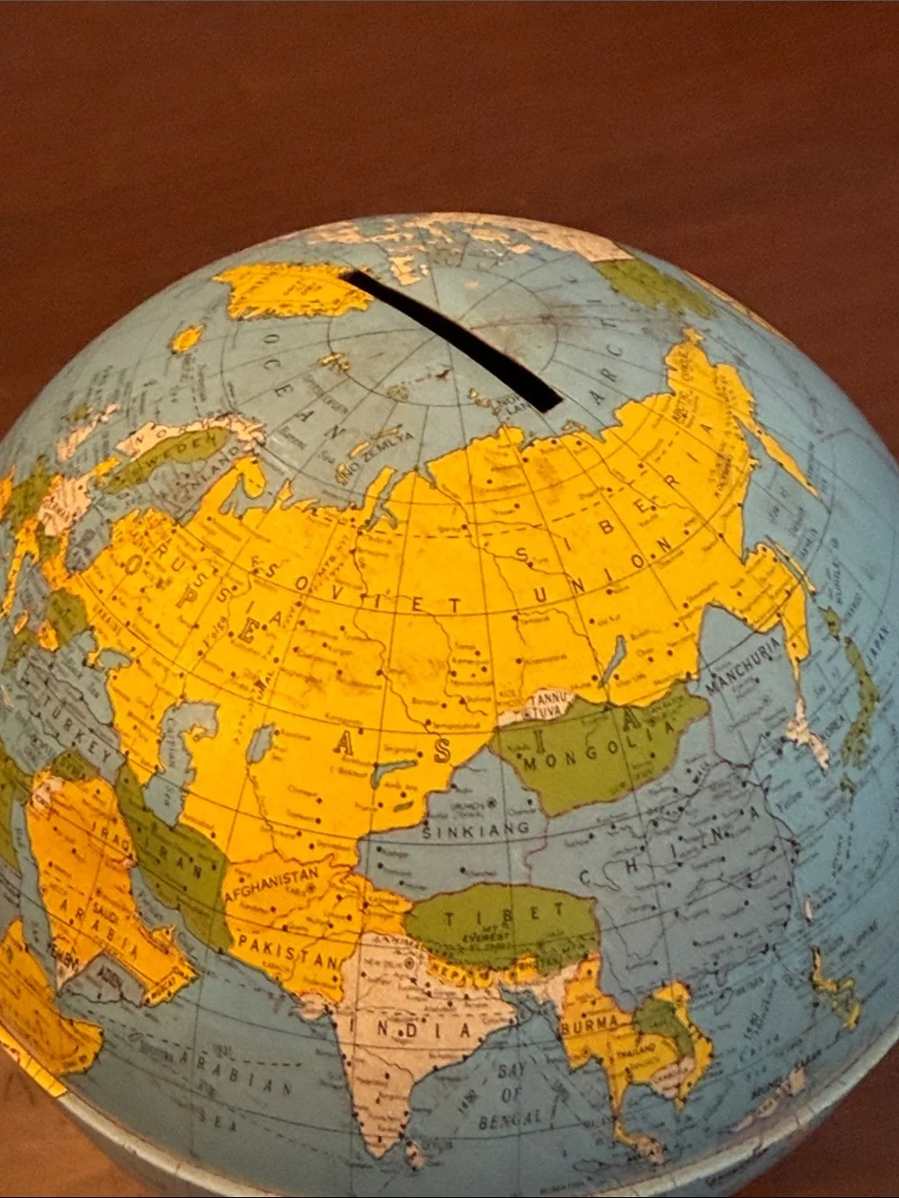Ohio Art Classic Vintage Blue Globe Money Bank John Glenn Orbital Flight Zodiac